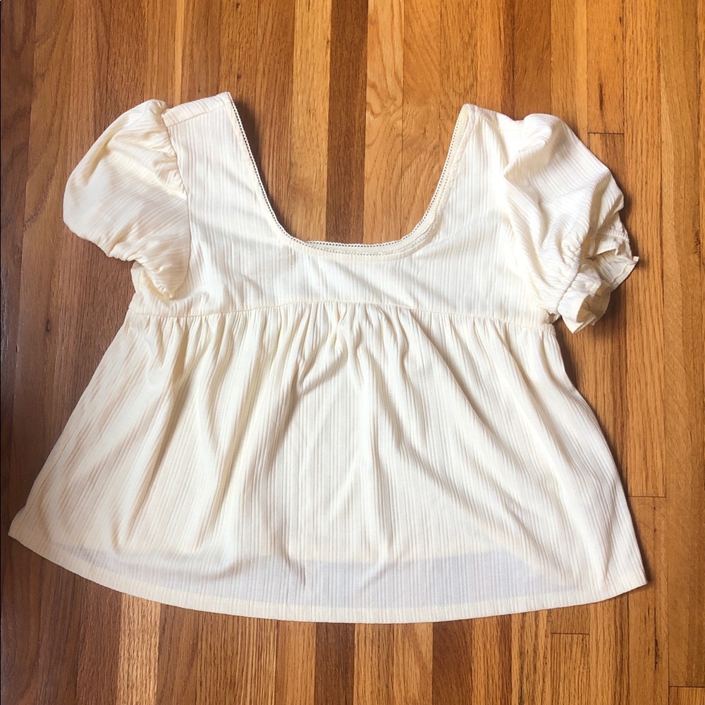 Things Between Women’s Cream Puff Sleeve Square Neck Top